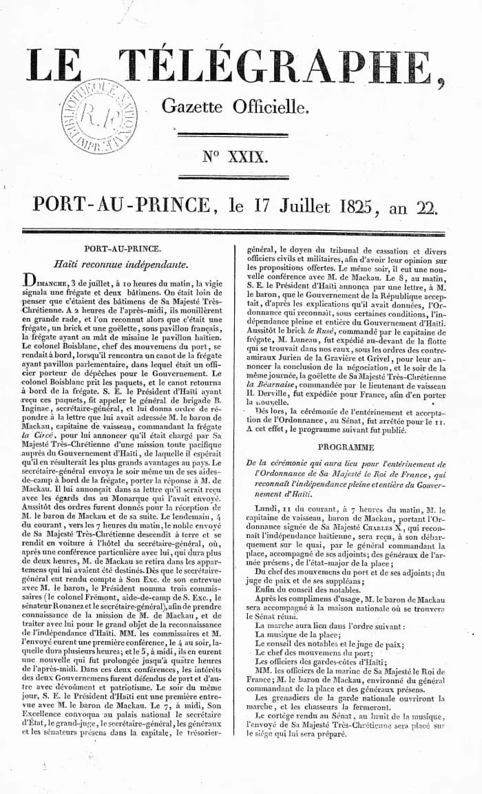 Le Télégraphe, 1825
